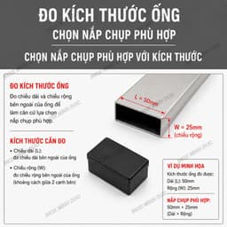 [Combo 5 Cái] Chân Đế Nhựa Bịt Đầu Bảo Vệ Chân Bàn, Ghế - Nắp Chụp Ống Hộp Thép, Inox 3