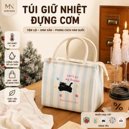 Túi Giữ Nhiệt Đựng Cơm Chống Thấm Cao Cấp, Túi Đựng Hộp Cơm Văn Phòng, Túi Đựng Đồ Ăn Mang Đi 1