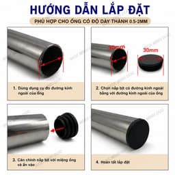 [Combo 5 Cái] Chân Đế Nhựa Bịt Đầu Bảo Vệ Chân Bàn, Ghế - Nắp Chụp Ống Hộp Thép, Inox 4
