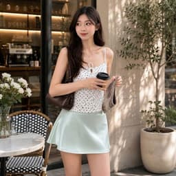 Chân váy dáng ngắn lụa nữ form chữ A sang trọng xòe có quần bảo hộ phong cách y2k - Fashion 73 2