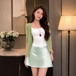 Chân váy dáng ngắn lụa nữ form chữ A sang trọng xòe có quần bảo hộ phong cách y2k - Fashion 73 3