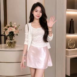 Chân váy dáng ngắn lụa nữ form chữ A sang trọng xòe có quần bảo hộ phong cách y2k - Fashion 73 8