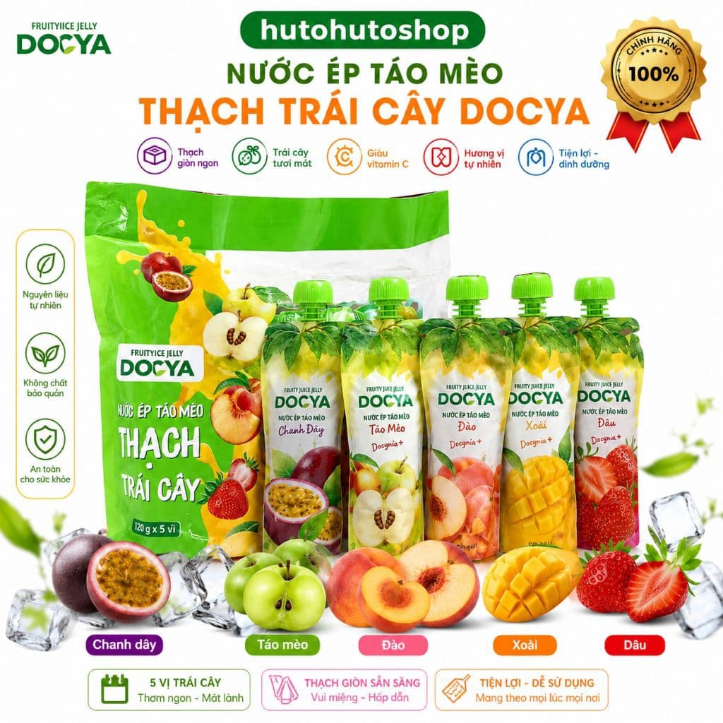 Combo 10 Túi Nước Ép Trái Cây DOCYA 120g Có 5 Vị Thơm Ngon Uống Liền Tiện Lợi Cho Cả Gia Đình|hutohutoshop