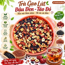 Trà Đậu Đen Gạo Lứt Táo Đỏ Túi Zíp 500G - Trà Dưỡng Sinh Thanh Nhiệt Giải Khát, Thơm Ngon Tự Nhiên, Dễ Uống 1