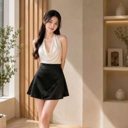 Chân váy kiểu dáng chữ A xòe có quần bảo hộ chất lụa cao cấp phong cách y2k sang chảnh BYN BYN VLU121 7