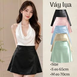 Chân váy kiểu dáng chữ A xòe có quần bảo hộ chất lụa cao cấp phong cách y2k sang chảnh BYN BYN VLU121 1