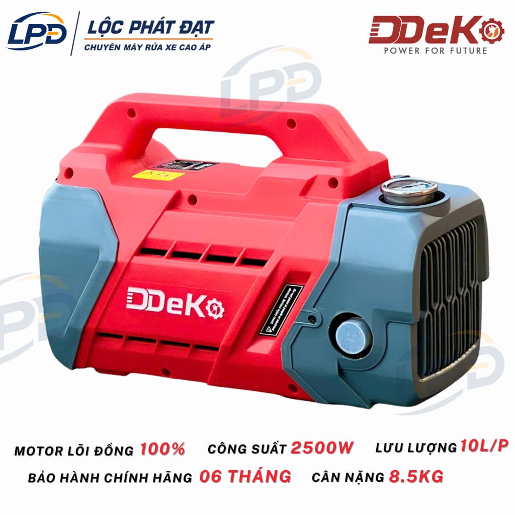Máy rửa xe 2500W DEKO DK-P2000A lõi đồng 100%, lưu lượng 10 lít/phút, Áp lực nước 120 Bar