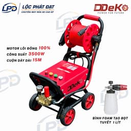 Máy Xịt Rửa Xe DDEKO/DEKO 3500W (lõi đồng) có 4 bánh xe đẩy, Rulô cuộn dây 15m, Lưu lượng 12L/p, BH 8 tháng Chính hãng. 6