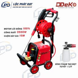 Máy Xịt Rửa Xe DDEKO/DEKO 3500W (lõi đồng) có 4 bánh xe đẩy, Rulô cuộn dây 15m, Lưu lượng 12L/p, BH 8 tháng Chính hãng. 1