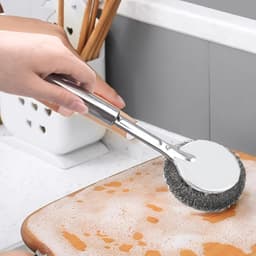 Bàn Chải Cọ Rửa Inox Cán Dài, Cọ Rửa Nồi Chảo, Chà Bếp Gas, Bồn Rửa, Siêu Bền 6