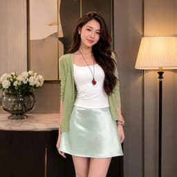 Chân váy lụa nữ sang trọng dáng chữ A công sở sang trọng phong cách Y2K BYN BYN VLU121 4