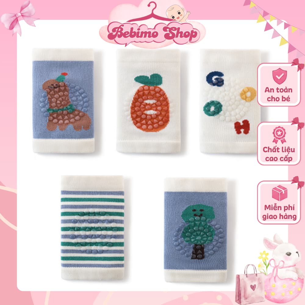 Đệm đầu gối cho bé tập bò, knee pad chống trượt em bé, miếng bảo vệ đầu gối cotton co giãn cao cấp - Bebimo Shop