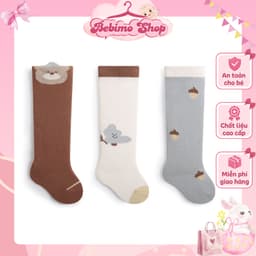 SET 3 ĐÔI Tất dài cho bé gái bé trai, vớ cổ cao cho bé cotton họa tiết dễ thương - Bebimo Shop 1