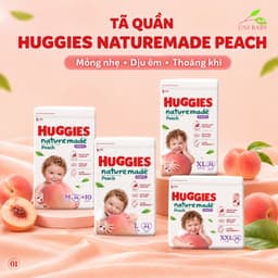 Bỉm Huggies Naturemade Peach, tinh chất lá đào, tã quần mỏng 0.2cm, khô thoáng 12 giờ, M L XL XXL 1