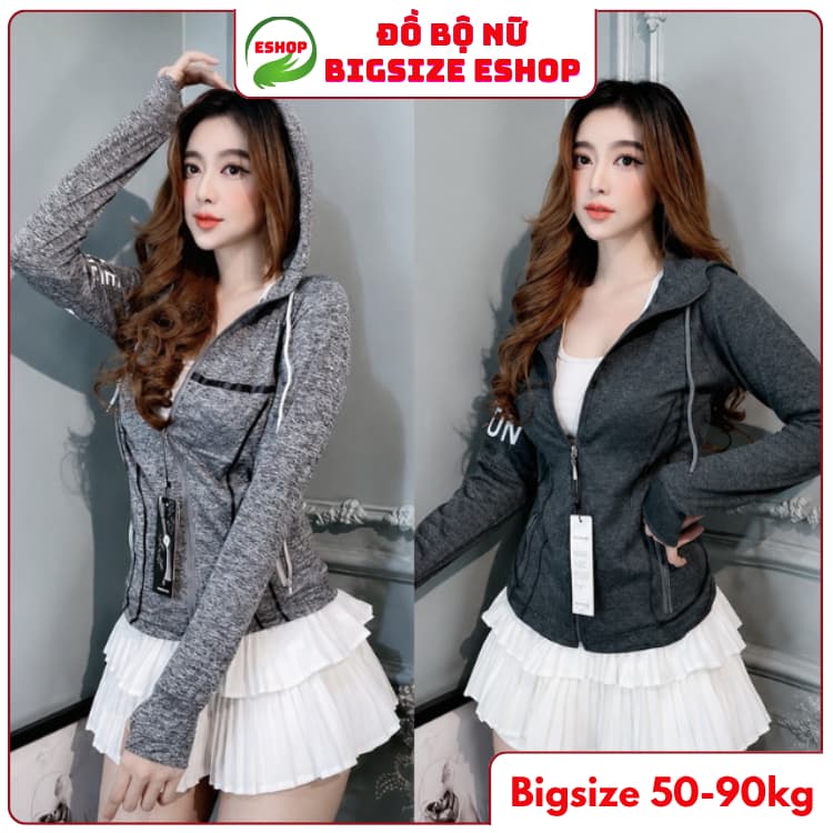 Áo Khoác Nữ Bigsize ESHOP AK01 Form Rộng Có Mũ, Áo Chống Nắng Thun Lạnh Cotton Dày 47-78kg