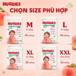 Bỉm Huggies Naturemade Peach, tinh chất lá đào, tã quần mỏng 0.2cm, khô thoáng 12 giờ, M L XL XXL 2
