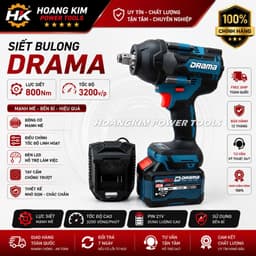 Máy Siết Bulong Pin DRAMA SG96800N, Không Chổi Than, Lực Siết 800Nm, Chân Pin Phổ Thông 1