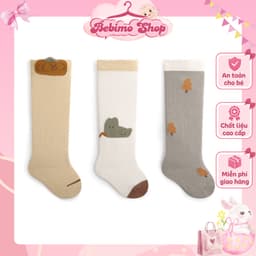 SET 3 ĐÔI Tất cao cổ cho bé, vớ dài qua gối cho bé sơ sinh, tất cotton co giãn mềm mịn nhiều họa tiết - Bebimo Shop 1