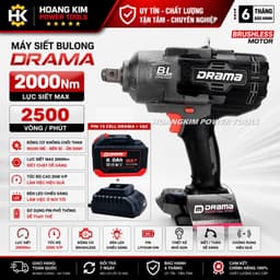 Máy Siết Bulong Pin DRAMA 5700, Không Chổi Than, Lực Siết KHỦNG 2100Nm, Chân Pin Phổ Thông 1