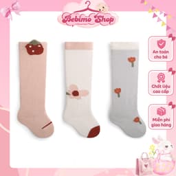 SET 3 ĐÔI Vớ dài cho bé cotton mềm mại, tất cổ cao đầu gối giữ ấm chân bé trai bé gái - Bebimo Shop 1