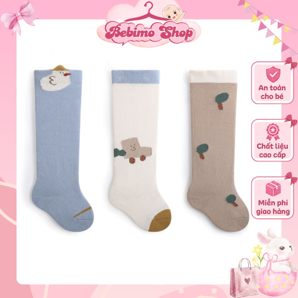 COMBO 3 ĐÔI Tất dài Hàn Quốc cho bé, vớ dài trẻ em phối đồ cực xinh cho bé trai bé gái - Bebimo Shop