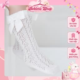 [HÀNG LOẠI 1] Vớ lưới dài đính nơ công chúa, tất ren cao cổ nơ trắng phong cách Hàn Quốc- BebimoShop 1