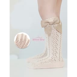 [HÀNG LOẠI 1] Vớ lưới dài đính nơ công chúa, tất ren cao cổ nơ trắng phong cách Hàn Quốc- BebimoShop 2