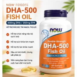 NOW Foods DHA-500 Fish Oil 180 Viên | 500mg DHA + 250mg EPA | Hỗ Trợ Não Bộ, Tim Mạch, Mắt | Nhập Khẩu Mỹ (180 Viên) 2