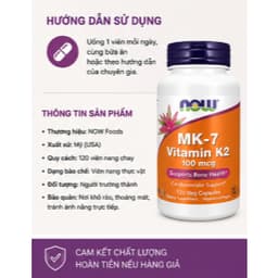 NOW Foods MK-7 Vitamin K2 100mcg 120 Viên Chay | Hỗ Trợ Xương Khớp & Tim Mạch | Nhập Khẩu Mỹ 4