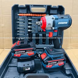 Máy Siết Bulong Pin DRAMA Không Chổi Than, Kèm bộ phụ kiện, Lực Siết 360Nm, Chân Pin Phổ Thông 3