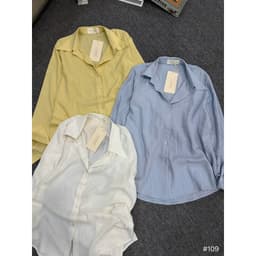 (Dmina) Áo sơ mi nữ tay dài form rộng Dmina vải linen ,Áo Sơmi Nữ Basic Oversize Mềm Siêu mát dễ phối đồ 3