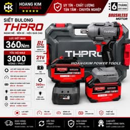 Máy Siết Bulong Pin THPRO 6360PRO, Không Chổi Than, Lực Siết 360Nm, Chân Pin Phổ Thông 1