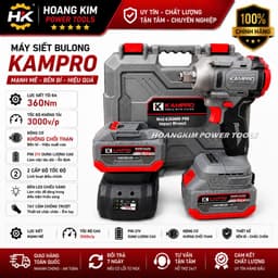 Máy Siết Bulong Pin KAMPRO K360NM-PRO, Không Chổi Than, Lực Siết 360Nm, Chân Pin Phổ Thông 1