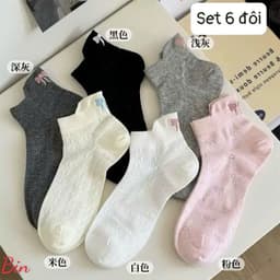 🧦🎀 SET 6 ĐÔI TẤT NỮ CỔ NGẮN – XINH XẮN, ÊM CHÂN, DỄ PHỐI ĐỒ 🎀🧦 AB33 1