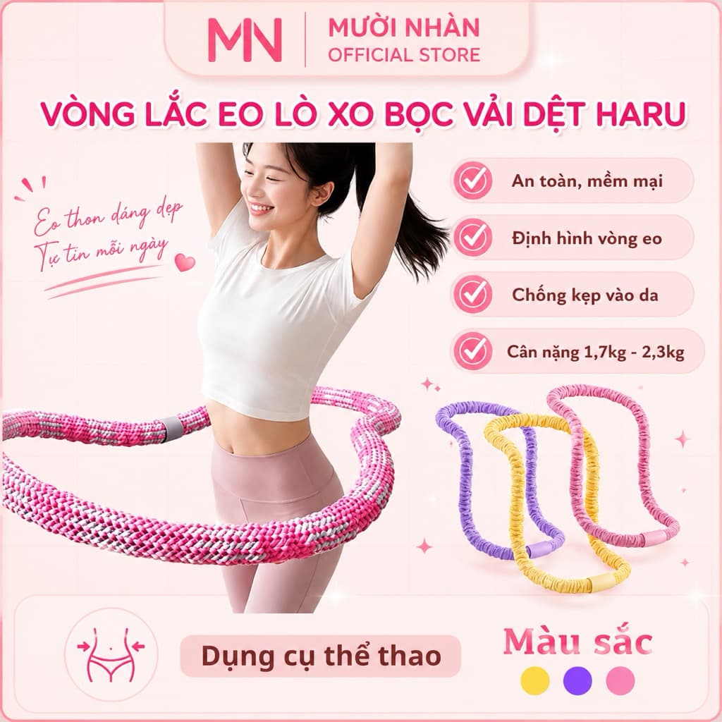 Vòng Lắc Eo Lò Xo Bản Xịn Bọc Vải Dệt - Giảm Calo Hiệu Quả, Eo Thon ,Gọn dáng