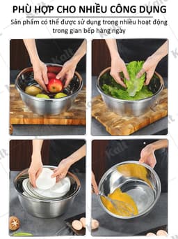Thau Inox 304 Sâu Lòng Nhiều Cỡ 18 - 40cm Chống Gỉ Có Viền Dày Đựng Đồ Đa Năng KALT DT260700501 3