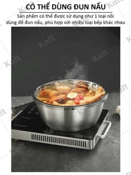 Thau Inox 304 Sâu Lòng Nhiều Cỡ 18 - 40cm Chống Gỉ Có Viền Dày Đựng Đồ Đa Năng KALT DT260700501 6