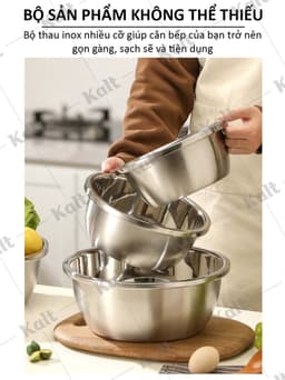 Thau Inox 304 Sâu Lòng Nhiều Cỡ 18 - 40cm Chống Gỉ Có Viền Dày Đựng Đồ Đa Năng KALT DT260700501 8