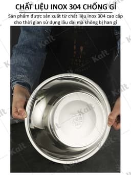 Thau Inox 304 Sâu Lòng Nhiều Cỡ 18 - 40cm Chống Gỉ Có Viền Dày Đựng Đồ Đa Năng KALT DT260700501 9