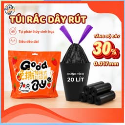 Túi đựng rác Good Bye có quai rút tiện lợi kích thước 50x55cm túi đựng rác tự phân hủy siêu dai 40túi/cuộn/bịch ( Màu đe 2