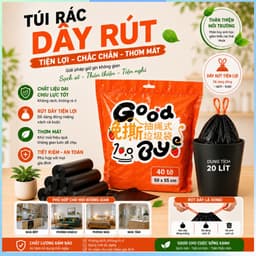 Túi đựng rác Good Bye có quai rút tiện lợi kích thước 50x55cm túi đựng rác tự phân hủy siêu dai 40túi/cuộn/bịch ( Màu đe 1