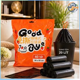 Túi đựng rác Good Bye có quai rút tiện lợi kích thước 50x55cm túi đựng rác tự phân hủy siêu dai 40túi/cuộn/bịch ( Màu đe 3