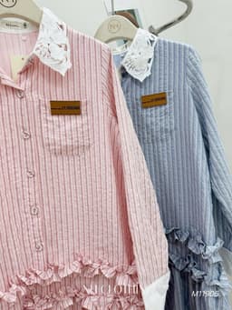 <Đầm Bầu Quynhanhhouse> (NH CLOTHING)Váy suông Váy kẻ cổ ren chân bèo M11905 Sm 7