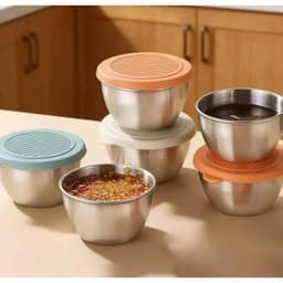 Hộp trữ đông đồ ăn dặm cho bé Inox 50ml Có nắp đậy chống tràn An toàn, bát gia vị inox nhỏ xinh 3