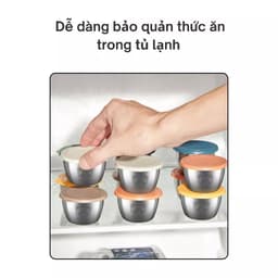 Hộp trữ đông đồ ăn dặm cho bé Inox 50ml Có nắp đậy chống tràn An toàn, bát gia vị inox nhỏ xinh 8