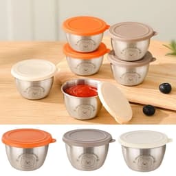 Hộp trữ đông đồ ăn dặm cho bé Inox 50ml Có nắp đậy chống tràn An toàn, bát gia vị inox nhỏ xinh 2
