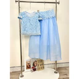 HB -Set Váy Voan Tơ Màu Xanh Nàng Thơ - Áo Croptop Ren Cổ Viền Hoa Kèm Chân Váy Maxi Dáng Dài  S172 5