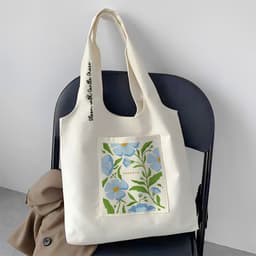 Túi tote túi vải canvas liền thân đeo vai có ngăn ngoài hình hoa nghệ thuật đựng vừa a4 - tuicwh1212 1