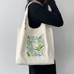 Túi tote túi vải canvas liền thân đeo vai có ngăn ngoài hình hoa nghệ thuật đựng vừa a4 - tuicwh1212 4
