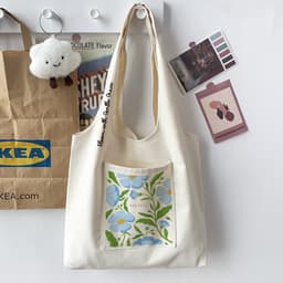 Túi tote túi vải canvas liền thân đeo vai có ngăn ngoài hình hoa nghệ thuật đựng vừa a4 - tuicwh1212 2